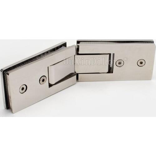 1PCS 304 Stainless Steel Hinge Shower Room Rectangle 135 Degree Mirror Glass Hinge Square Bathroom Shower Hinge Clip GF97