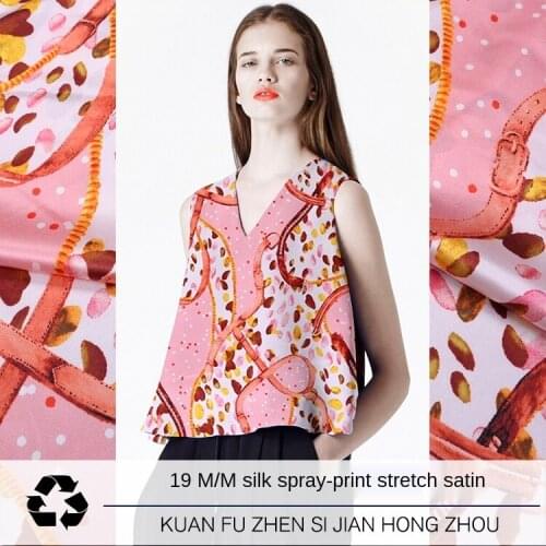 Customized 21 spring and summer new digital inkjet printing silk stretch satin soft hanging silk clothing dress fashion fabric