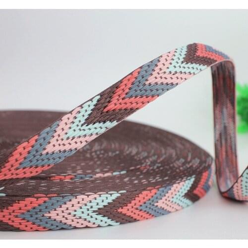 22mm Width Polyester Jacquard Webbing Colorful Bag Strap Ribbon For Home Textile DIY Garment Trim Sewing Accessories 50 Yards