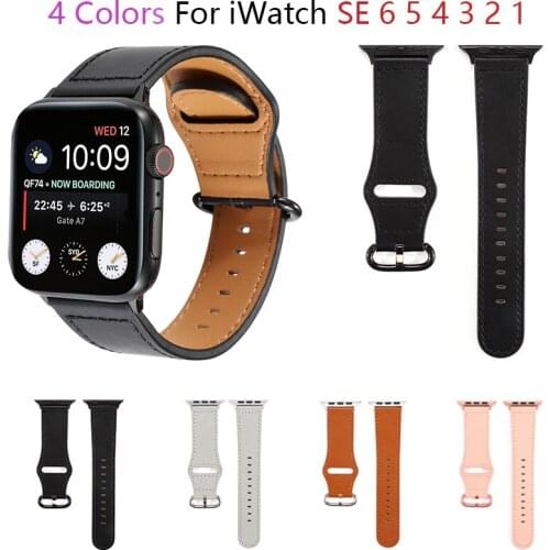 Loop buckle leather watchband for apple watch band SE 6 5 4 40mm 44mm belt bracelet bands for iWatch Strap series 3 2 38mm 42mm