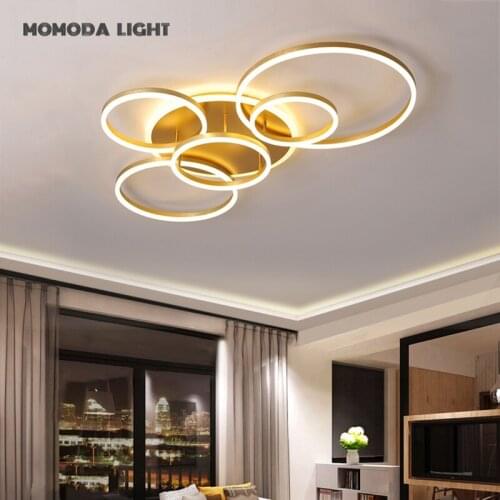 Luxury LED Ceiling Lights Modern Acrylic Gold Round Circle Lamps Bedroom Living Room Kitchen Dining Room Nordic Indoor Lighting