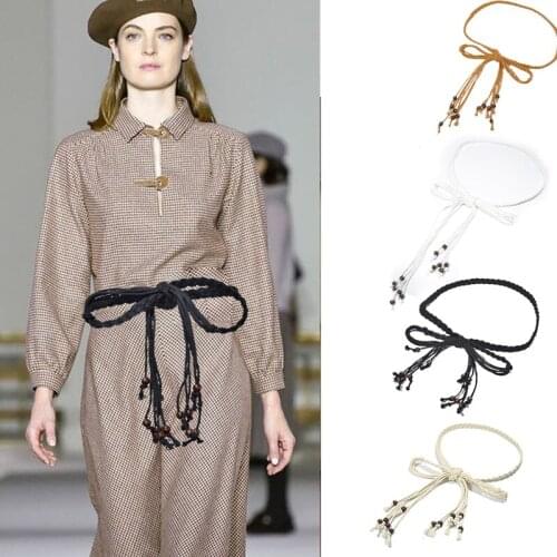 Luxury Brand 2020 New National Style Braided Belt Ladies Fashion Trendy Bohemian Wax Rope Braided Thin Waist Belt Bg-1009