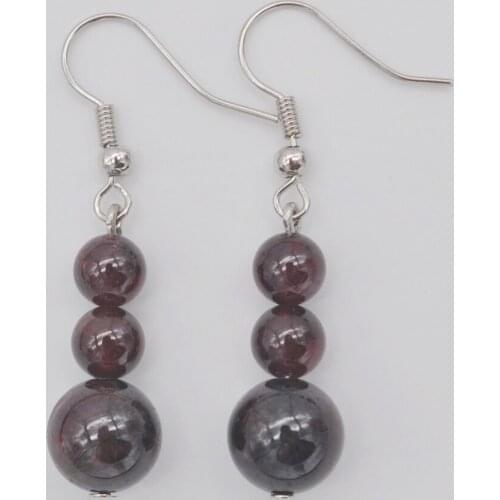 Garnet Bead Stone Dangle Earrings Jewelry For Woman Gift T229