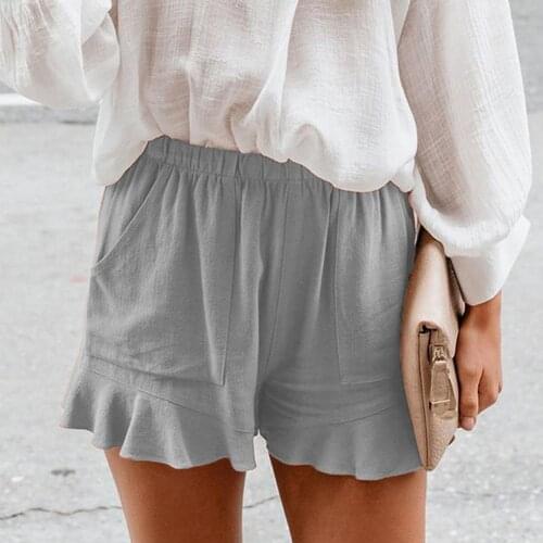 Womens Summer Cotton Casual Solid Color High-Waist Linen Shorts Casual Street Wear Comfortable Shorts Leisure Holiday Wear