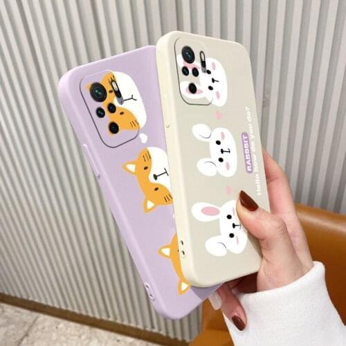 White Rabbit Silicone Case For Xiaomi Redmi Note 10 10S 9T 9 8 7 Pro MAX Redmi 9 9A 9T K40 K30 K20 Pro Soft Phone Cover Case