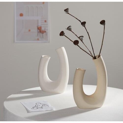 Nordic Dried Flower Vase White Ceramic Vase Home Decoration Flower Arrangement Hydroponic Home Cafe Studio Decor plant pots
