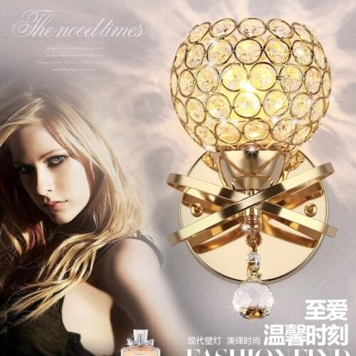 Modern Simple Creative Warm Bedroom Bedside Wall Lamp Iron Bend Crystal Wall Lamp Dining Room Overlight