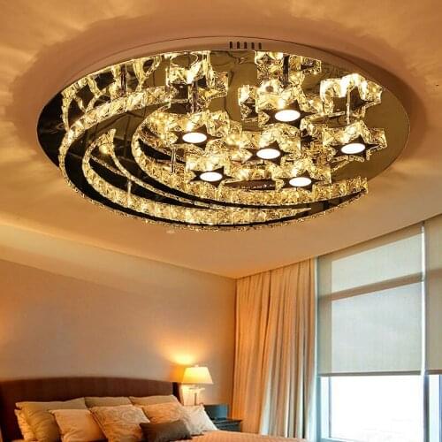Bedroom lamp warm romantic simple modern round stylish room lighting crystal lamp living room LED ceiling lamp led fixture lamps