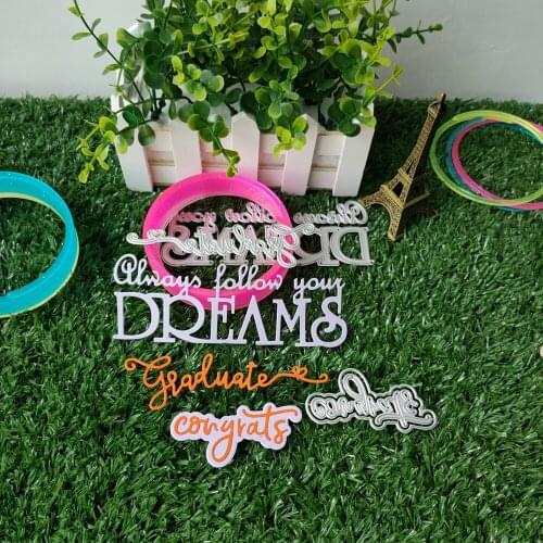 Congrats Graduate Always follow your dreams Words Cutting dies DIY embossing paper Photo album cards make scrapbooking die