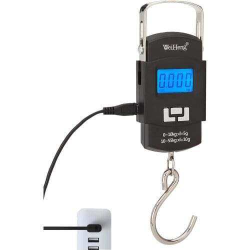 WeiHeng WH-A25 Rechargeable Portable Electronic Scale LCD Display Luggage Scale Multi-unit Conversion Retractable Storage