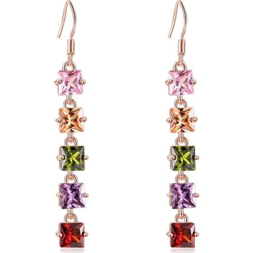 YJGS Korean Style Zircon Colorful Hook Ohrringe Boucle D’oreille Femme Fashion Pendant Earrings Wedding Jewlery Bisutería