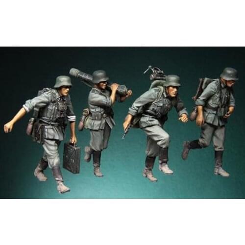 1/35 Mortar Crew, 4 figures, Resin Model Soldier GK, WWII military themes, Unassembled and unpainted kit