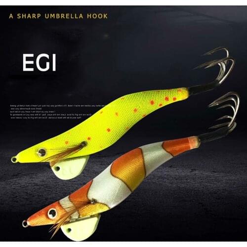 1Pcs Egi Squid Bait Octopus Hook Bionics Wooden Shrimp Bait Fishing Gear Decoy Fishing Lure Bait 34g Offshore Angling Bait