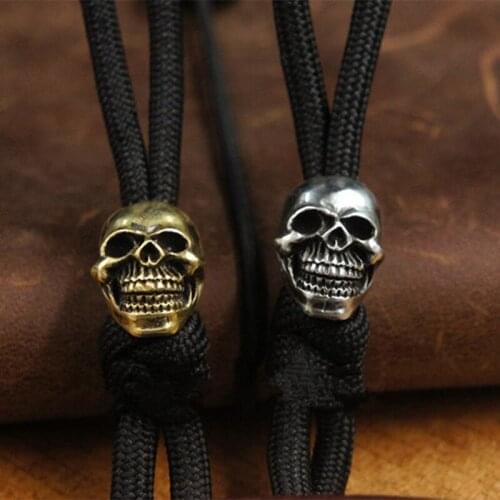 1PC Ghost Face Skull Retro Brass Smoking Skull Knife Paracord Beads Knife Beads Rope Cord Outdoor EDC Beads Lanyard Pendants