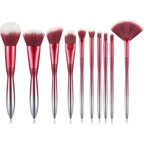 10PCS Gradual Color Make Up Brush Sets Eye Shadow Blush Foundation Powder Brush Gradual Plating Handle Beauty Tools Cosmetics
