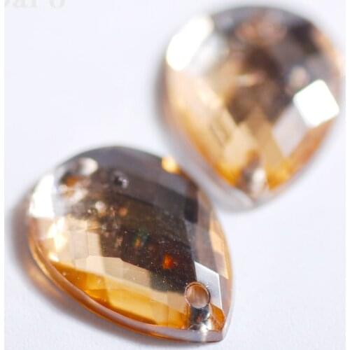 10x14mm 100pcs Clothing fabric Sewing Flat back teardrop Rhinestones diplopore Sew On Dress & Jewelry Shining Acrylic Stone