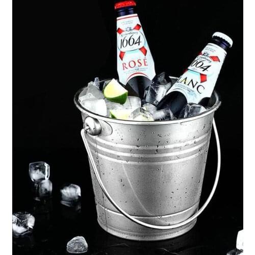1Pc 3.0L Stainless Steel Ice Bucket Portable Ice Chiller Cooler with Handle Ice Cube Container for Champagne Beer Without B