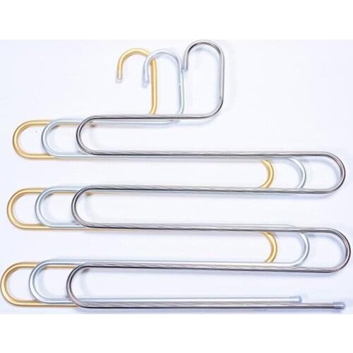 5pcs/lot Metal Multi - Functional Magic Trousers Rack Of Aluminum Alloy Hanger Stainless Steel S Pants Racks
