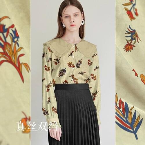 50x111cm 100% natural mulberry silk printed fabric 14mm crepe de chine drape anti-wrinkle shirt fabric cloth for dress material