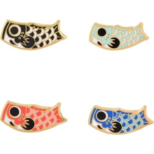 Cartoon Koinobori Fish Flag Carp Brooches Japanese Koi Soft Enamel Pin Bag Badges for men women Denim Jackets Lapel Pins Jewelry