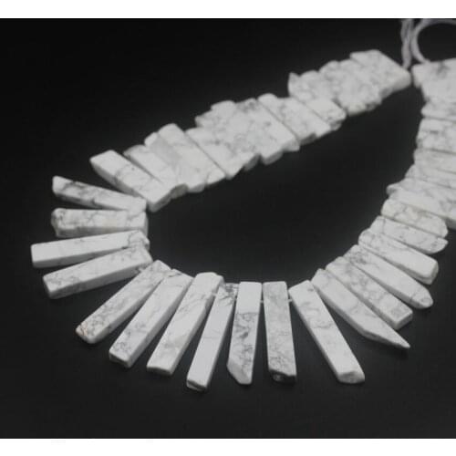 15.5 "strand Natural White Turquoises Top Drilled Slice Loose Beads,Raw Howlite Stone Long Slab Pendant Necklace Jewelry Making