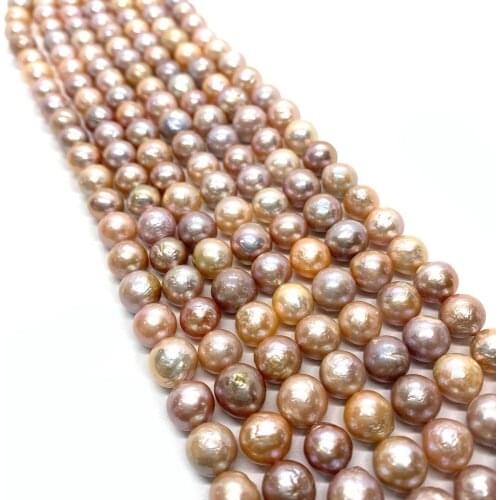 Natural Purple Pearl Beads Freshwater Baroque Pearls Round Pink Round Loose Beads for DIY Necklace Bracelet Jewelry Making Charm