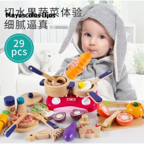 Children Cut Fruit Toys Wooden Fruit Vegetables Cut Cut Music Girl Play House Kitchen Toy Male