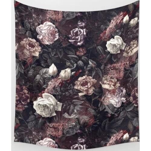 Exotic Garden Night Tapestry Flower Wall Hanging Tapestries Dorm Wall Art Home Decor Traveling Camping Beach Towel Yoga Mat