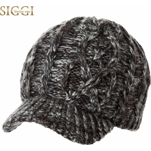 FANCET Winter Warm Newsboy Caps For Women Solid Acrylic Knitted Hats Fashion Brim Stretch Overlock Fleece Lined Soft Gorro 69242