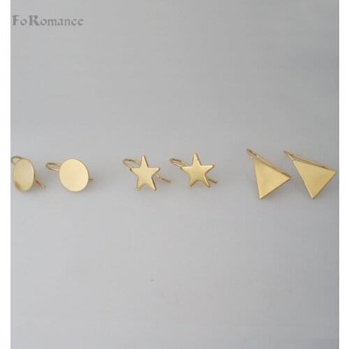 Foromance/- NEW YELLOW GOLD GP THREE STYLES DANGLE 0.79 inch EARRING CIRCLE TRIANGLE STAR DANGLER