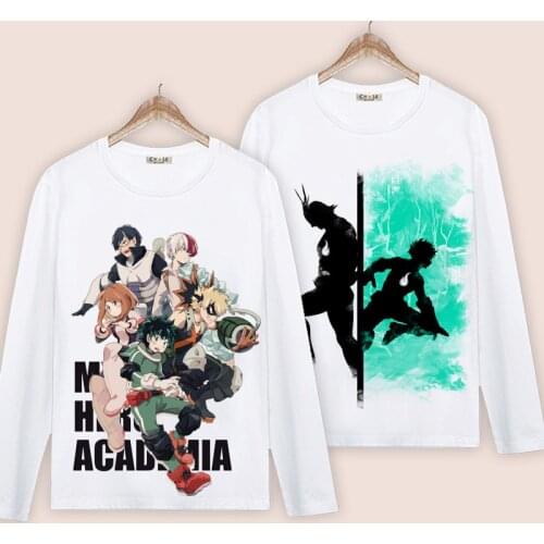 My Hero Academia Cosplay T Shirt Izuku Midoriya Spring Autumn Long Sleeve T-shirt Bakugo Katsuki Todoroki Shouto Cartoon Top Tee