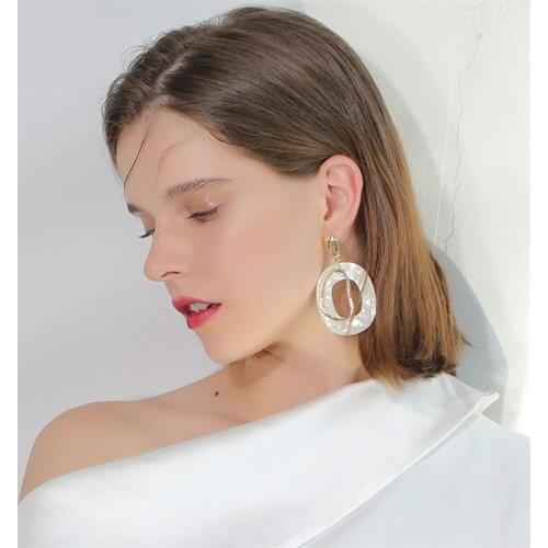 Geometric Drop Earrings For Women Temperament Acrylic Resin Hollow Irregular Metal Earrings Female Fashion Jewelry Gifts