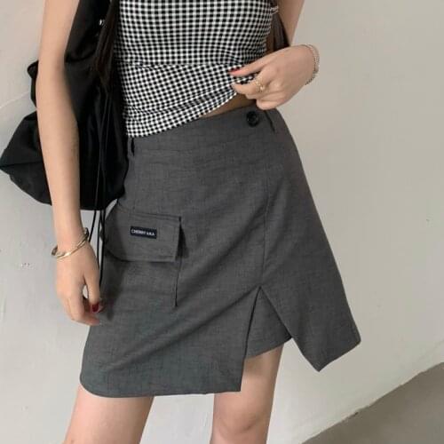 Irregular Slit A-line Short Skirt Female Summer 2021 Korean Version of The High Waist Thin Package Hip Skirt Half-length Skirt