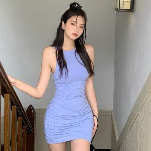 Summer Bodycon Dresses for Women Sexy Streetwear Off Shoulder Tank Dress Fashion Brand Sleeveless Korean Clothes New 2021
