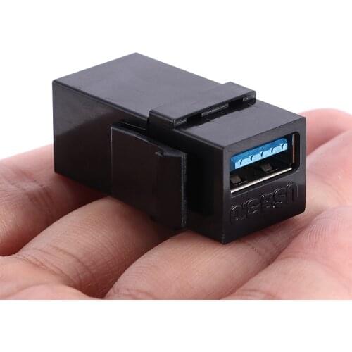 Fashion USB 3.0 Keystone Jack Inserts USB Adapters Cable interface Coupler Female to Female Connector Extension Black