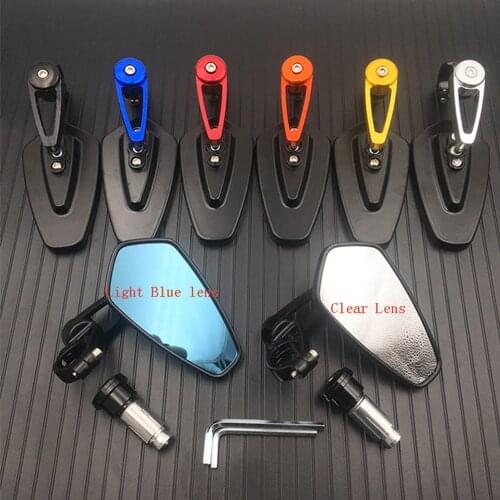 2Pcs Motorcycle Aluminum 7/8" 22mm Bar End Side Rearview Mirror Universal Motorbike Bike Handlebar Rear View Mirrors Universal
