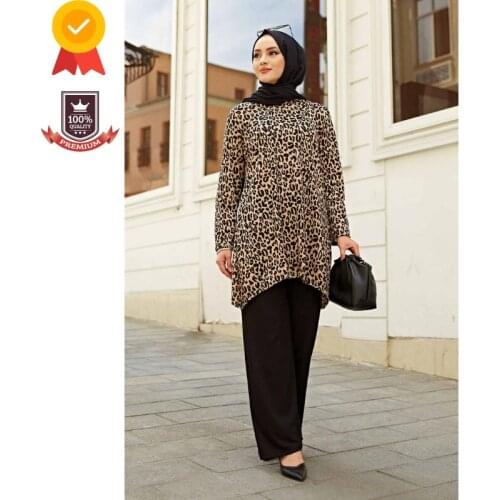 Leopard Booth Muslim Sets 2021 Muslim Woman Set Arabic Dress Islamic Gift Dubai Abaya Turkey Kaftan Hijab Scarf Aid Ramadan