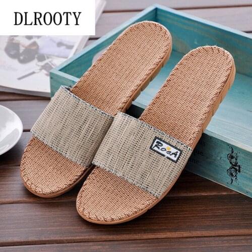 Men Slippers Sandals Flip Flops 2019 New Summer Fashion Breathable Hemp Non-slip Shoes Man Home Slides Solid Casual Male