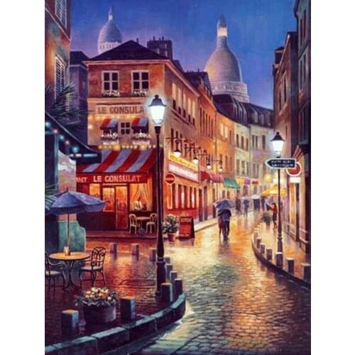 5D Diamond Painting Kits Street Full Round With AB Drill Diamond Embroidery Landscape Mosaic Rhinestone Pictures Home Decoration