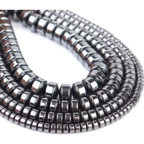 Natural Spacer Beads Rondelle Black Hematite Loose Beads For Jewelry Making 15" Strand DIY Bracelet Accessorries Spacer Beads