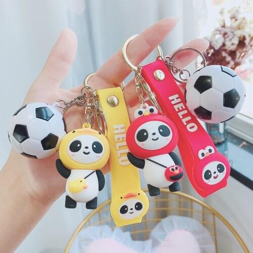 Cartoon New Football Keychain Cute Panda ornaments Keyringfor Boy Men Football Fans Bag Car Pendant Key Chains