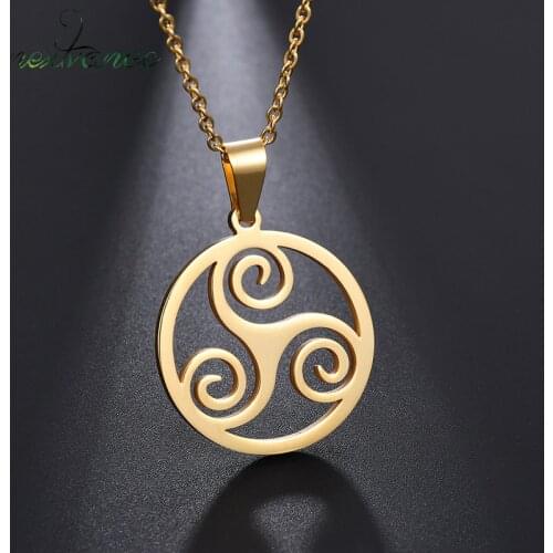Nextvance Teen Wolf Hollow Round Pendant Necklace 316L Stainless Steel Triskele Allison Argent Necklaces for Women Men Gift