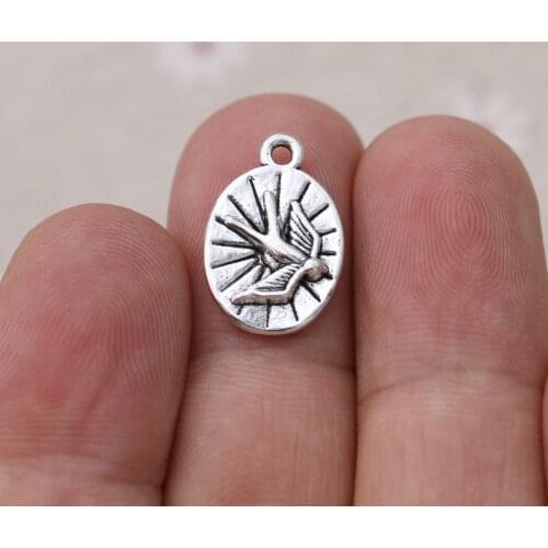 10pcs Silver Plated Peace Dove Charms Pendant for Jewelry Making Bracelet Earrings Necklace DIY Craft Accessories 12x18mm