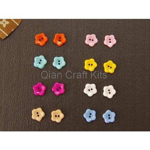 1000pcs Flower Buttons 2 holes mini plastic button mixed rainbow colors 11mm