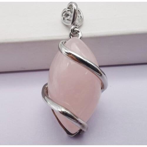 Rose Crystal Stone Bead GEM Horse Eye Pendant Jewelry For Gift S512