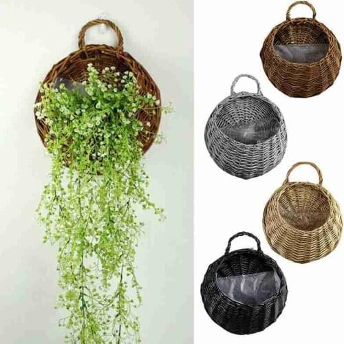 Garden Wall-mounted Flower Basket Large Size Handmade Birds Rattan Hang Wicker Pot Rustic Nest Flowerpot Basket Basket Q7H0