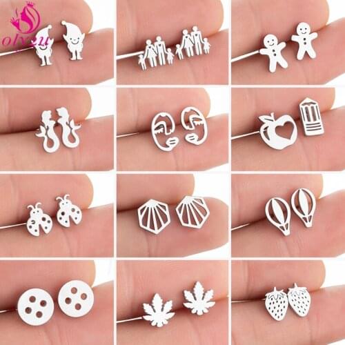 Stainless Steel Earrings Female Glamour Women Fashion Retro Simple Mermaid Smiley Face Earrings Party Jewelry Gifts Undefined