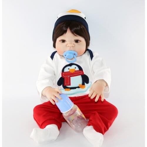 Brinquedos Washed doll 56cm reborn babies boy silicone dolls reborn lifelike bebe alive newborn dolls with brown eyes toy lol