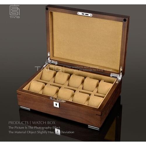 TOP 10 Slots Wood Watch Box Coffee Color Watch Storage Boes Fashion Brand Watch Jewelry Watch Display Box Gift Case A0100