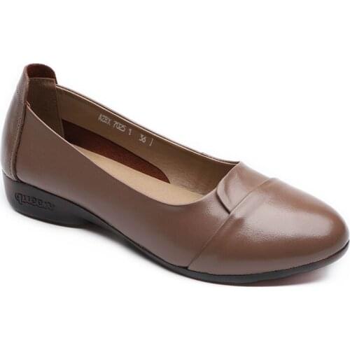 LIHUAMAO Cow leather wedges shoes slip on pointed toe ladies high heel pumps party comfort office work women dress shoes comfort